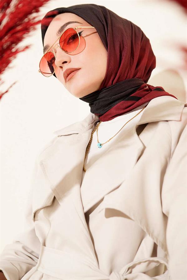 Striped Bamboo Krash Scarf, Burgundy