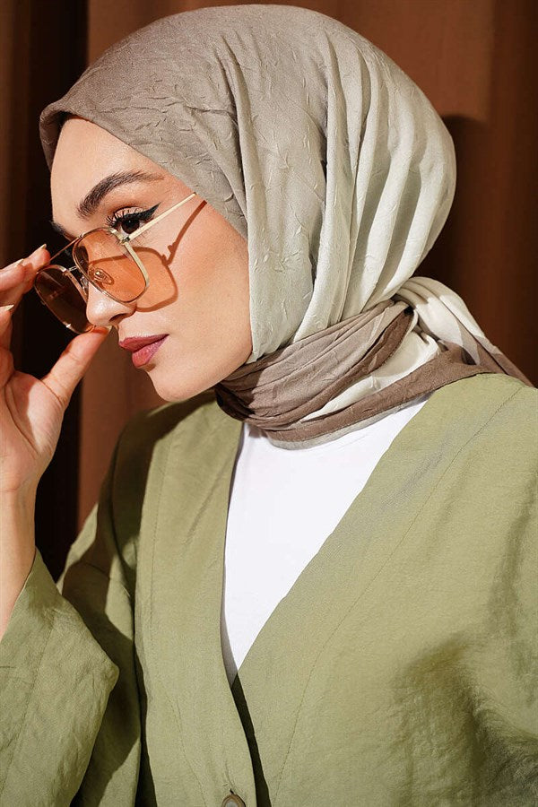 Striped Bamboo Crush Scarf Henna Green