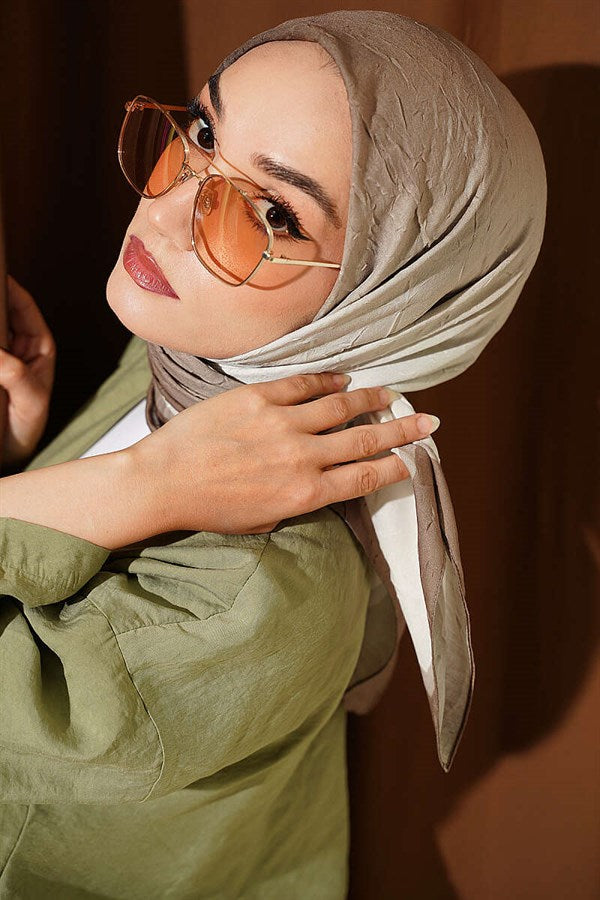 Striped Bamboo Crush Scarf Henna Green