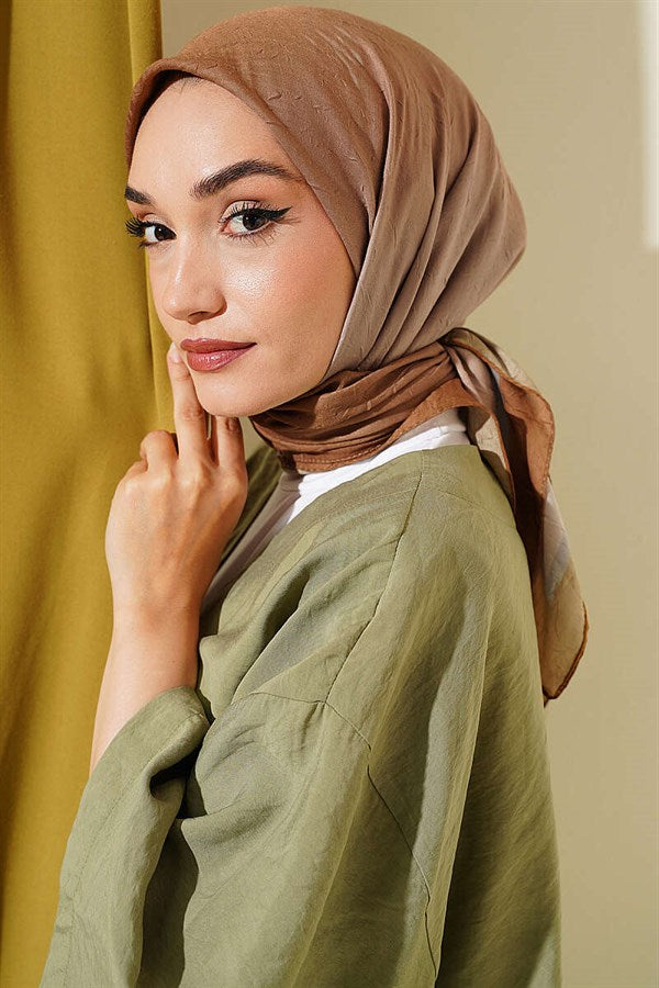 Striped Bamboo Crush Scarf Olive Green