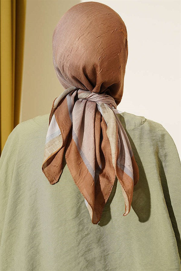 Striped Bamboo Crush Scarf Olive Green
