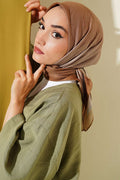 Striped Bamboo Crush Scarf Olive Green