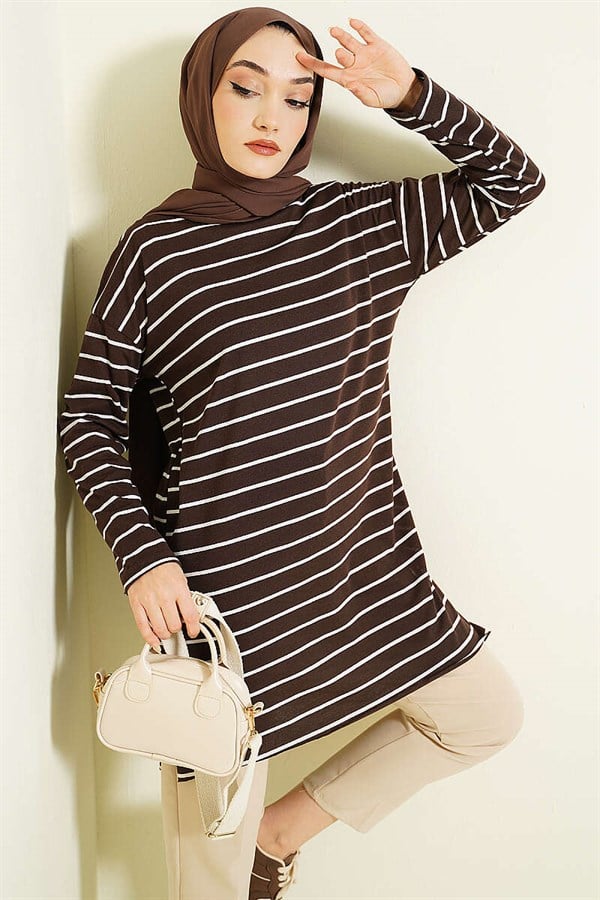 Striped Tunic in Brown
