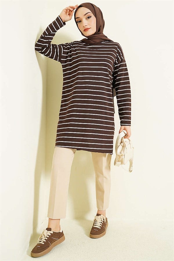 Striped Tunic in Brown