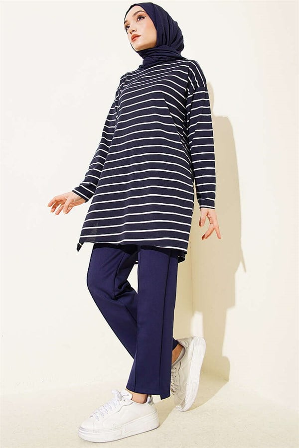 Striped Tunic Navy Blue