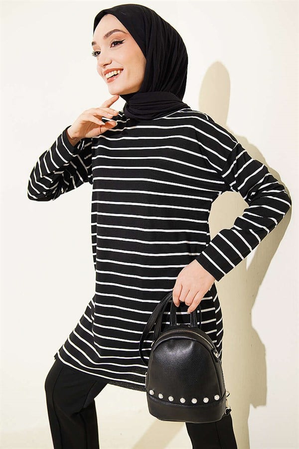 Striped Tunic Black