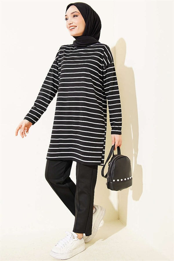 Striped Tunic Black