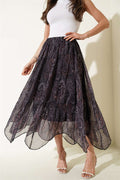 Chiffon Paisley Pattern Skirt Black