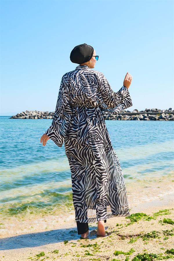Chiffon Pareo Adjustable Waist Burkini Swimsuit -180