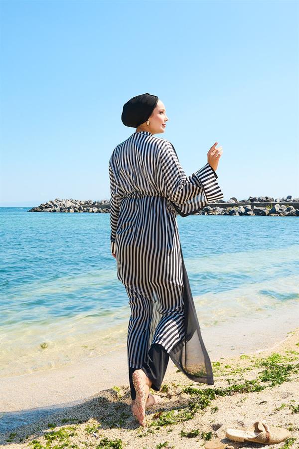 Chiffon Pareo Adjustable Waist Modest Swimsuit -182