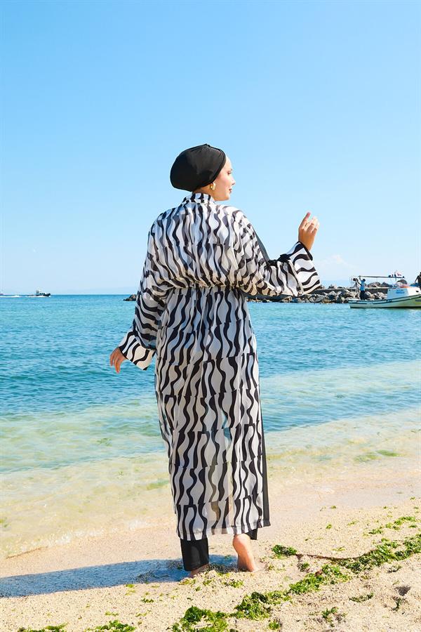 Chiffon Pareo Adjustable Waist Modest Swimsuit -181
