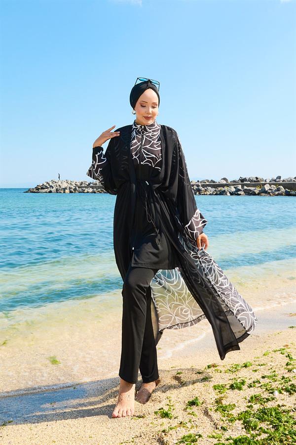 Chiffon Pareo Adjustable Waist Burkini Swimsuit -183