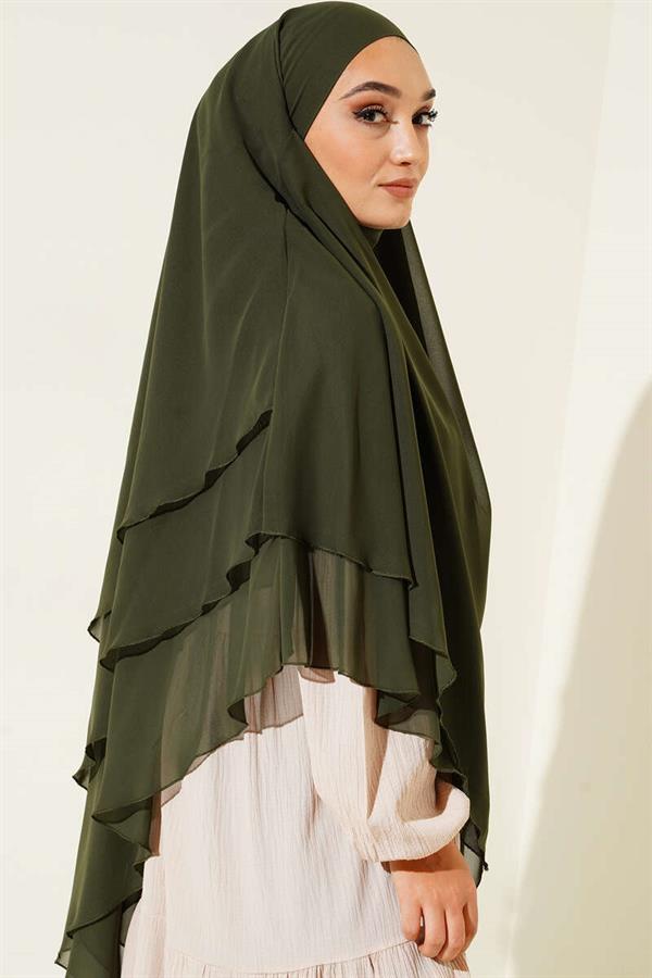 Chiffon Soufflé Himar Shawl Khaki
