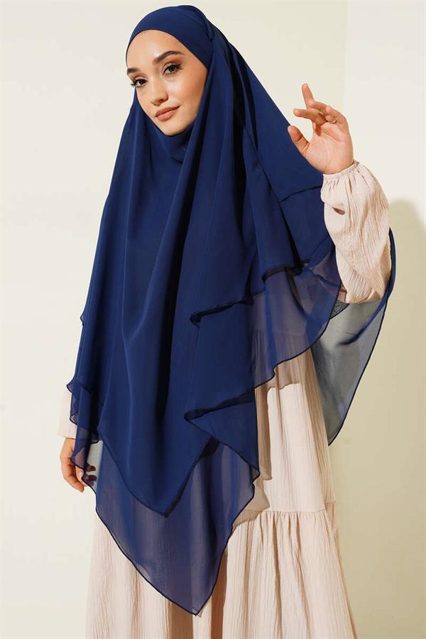 Chiffon Soufflé Himar Shawl Navy Blue