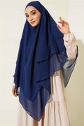 Chiffon Soufflé Himar Shawl Navy Blue