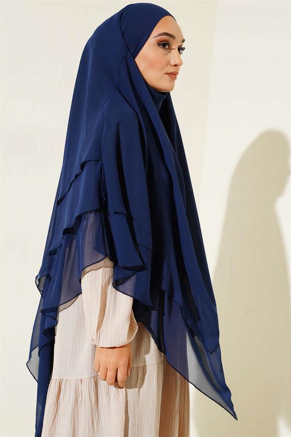 Chiffon Soufflé Himar Shawl Navy Blue