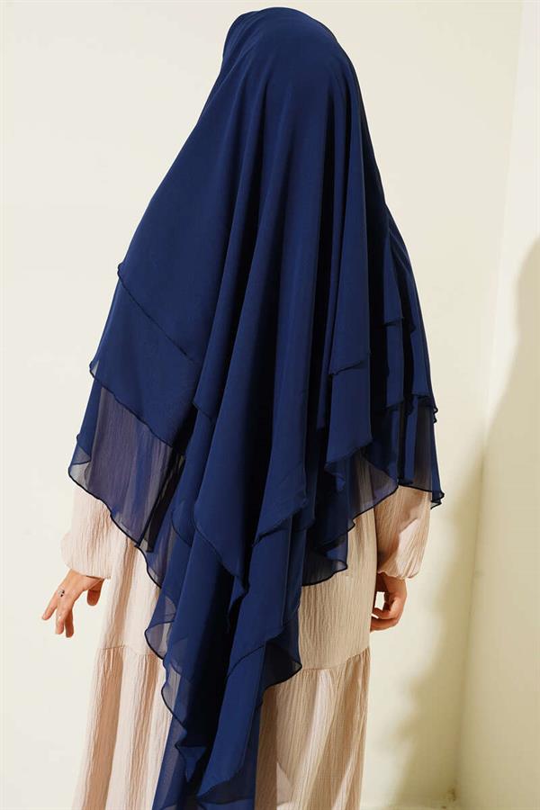 Chiffon Soufflé Himar Shawl Navy Blue