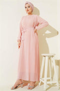 Pleated Chiffon Dress Powder