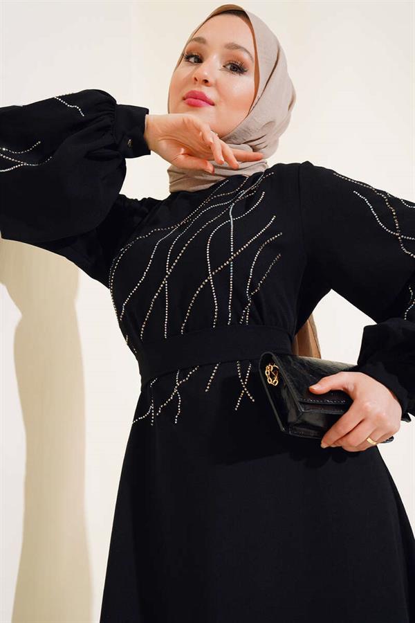 Glitter Stone Dress Black