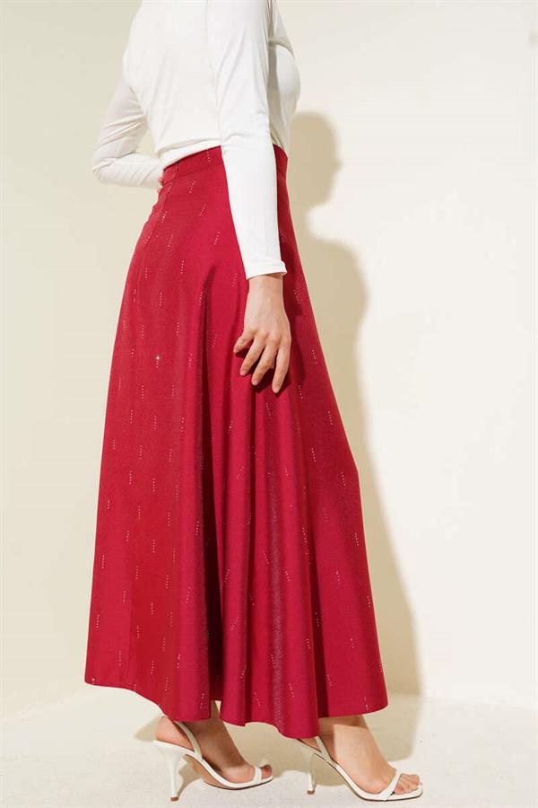 Stone Sequin Skirt Burgundy