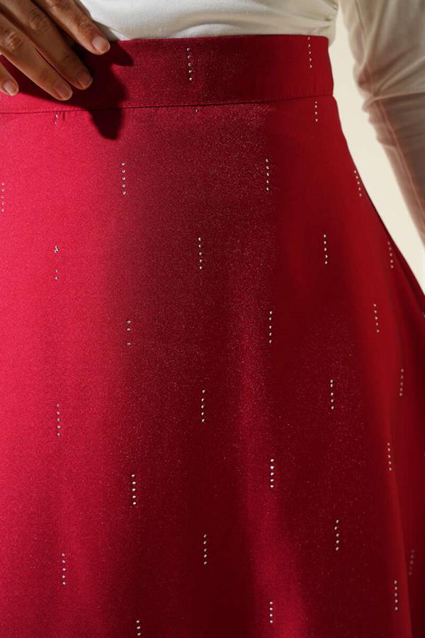 Stone Sequin Skirt Burgundy