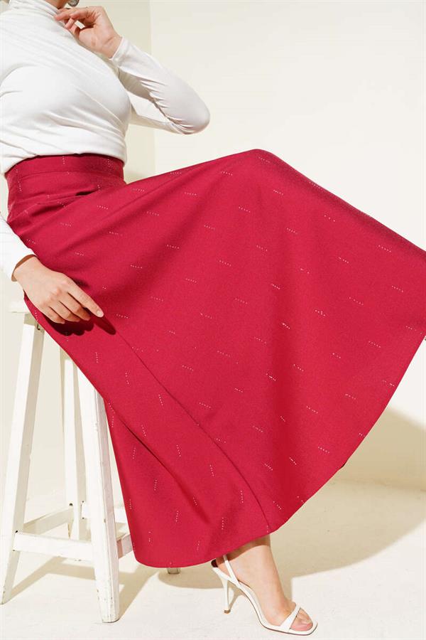 Stone Sequin Skirt Burgundy