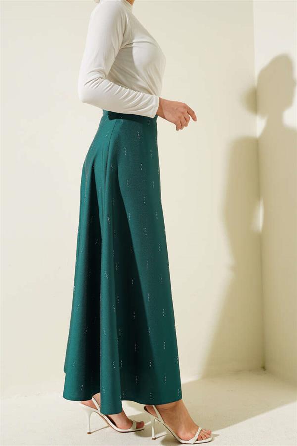 Stone Sequin Skirt Green