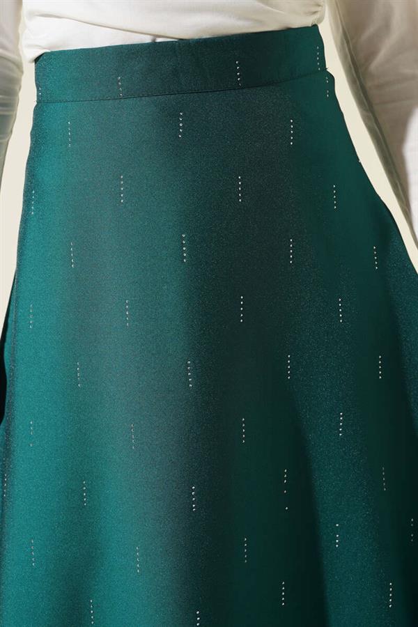 Stone Sequin Skirt Green