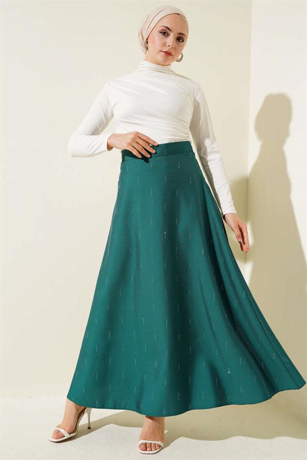 Stone Sequin Skirt Green