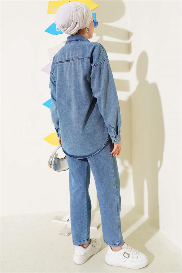 Stoned Denim 2 Piece Set Blue