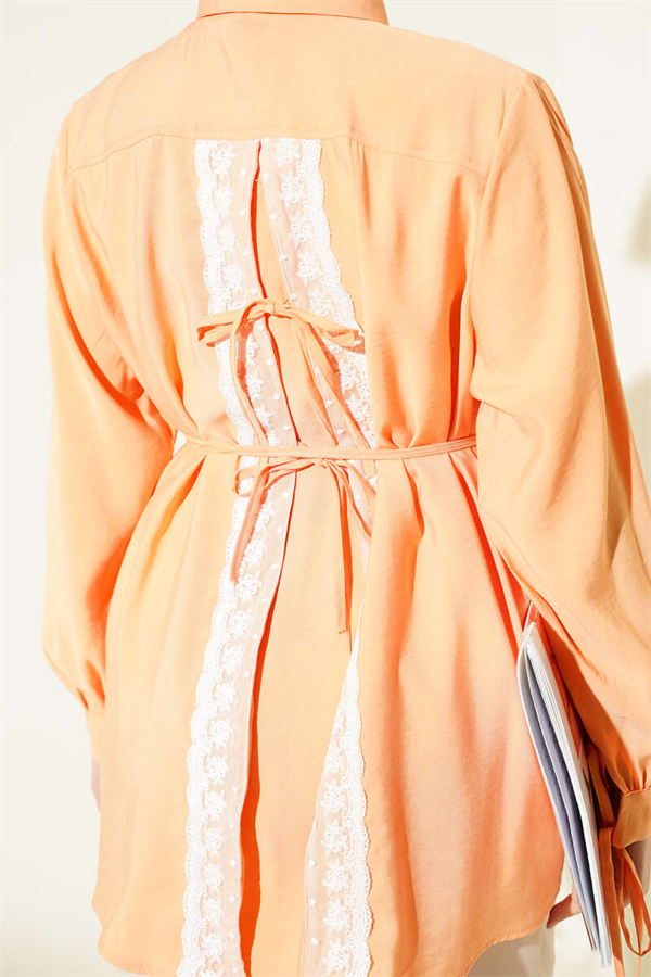Tencel Shirt with Lace Back, Orange
