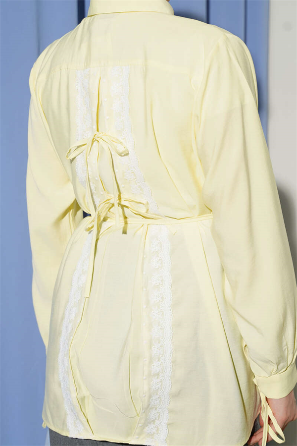 Tencel Shirt with Lace Back, Yellow