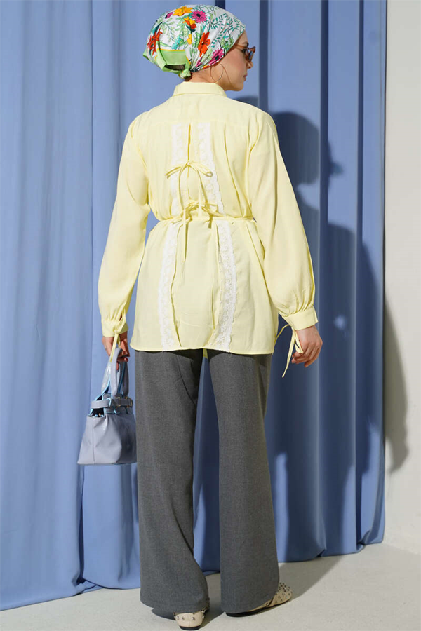 Tencel Shirt with Lace Back, Yellow