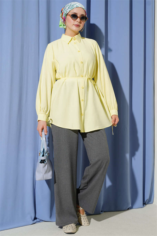 Tencel Shirt with Lace Back, Yellow