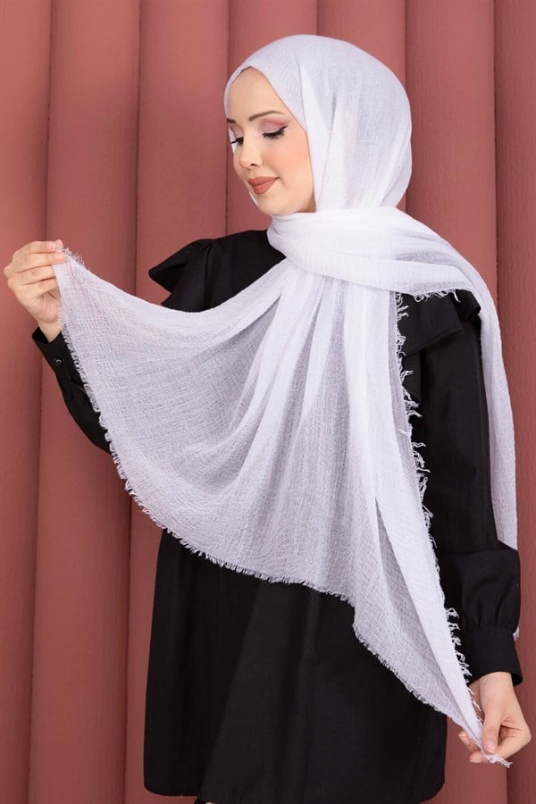 Soft Crepe Scarf Series Ecru