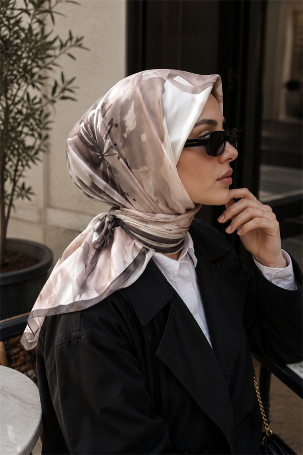 Soft Floral Pattern Scarf Series Coffee