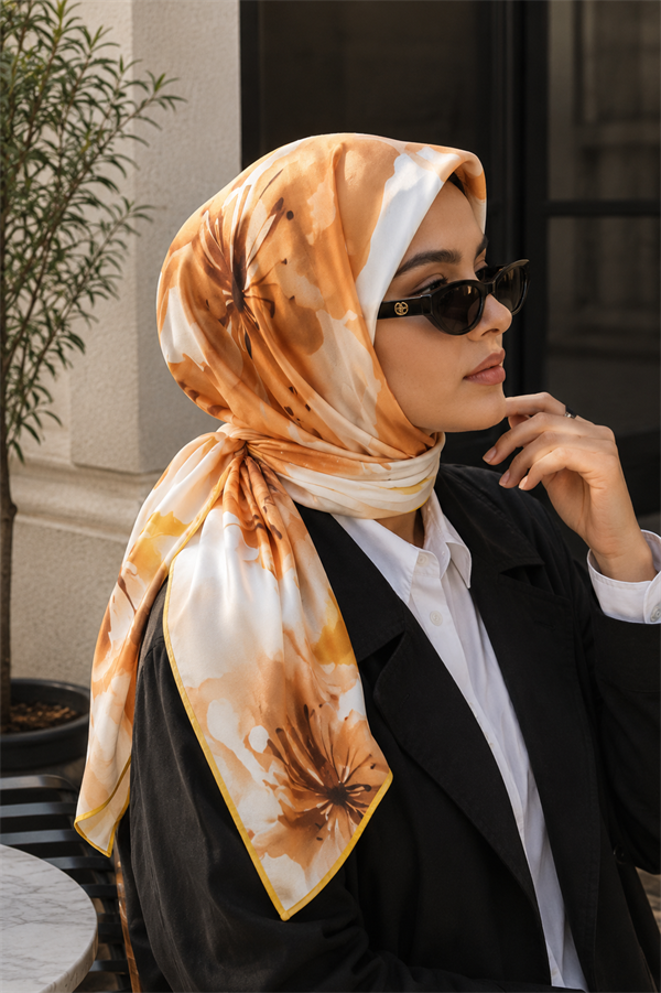 Soft Floral Pattern Scarf Series Orange