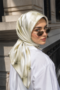 Soft Floral Pattern Scarf Series Green Olive
