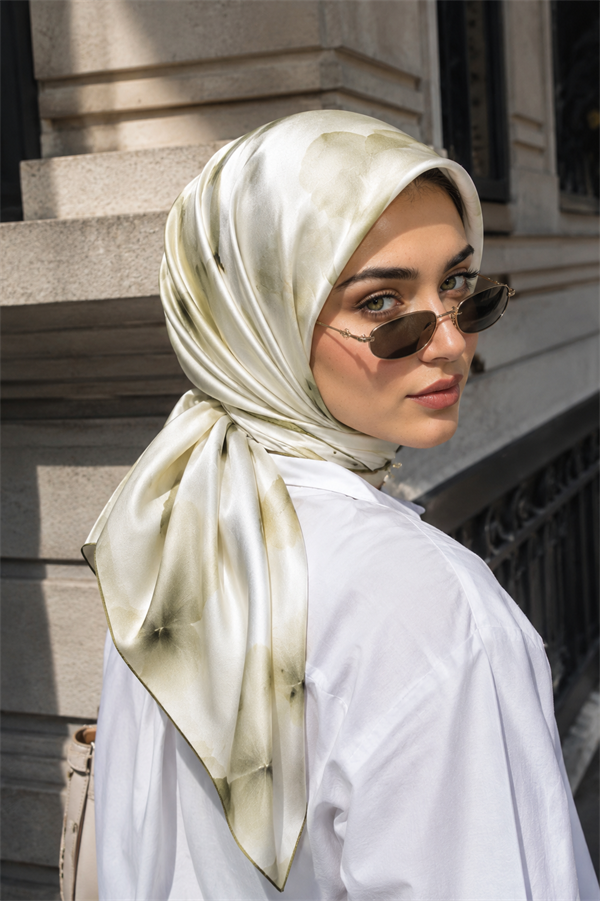 Soft Floral Pattern Scarf Series Green Olive