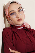 Soft Floral Pattern Scarf, Burgundy and Beige