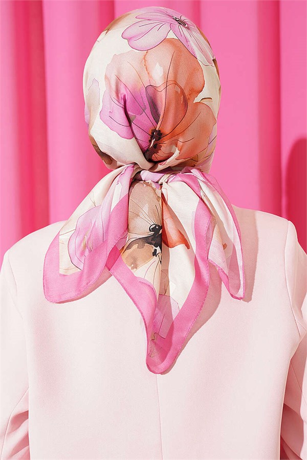 Soft Floral Pattern Scarf, Fuchsia