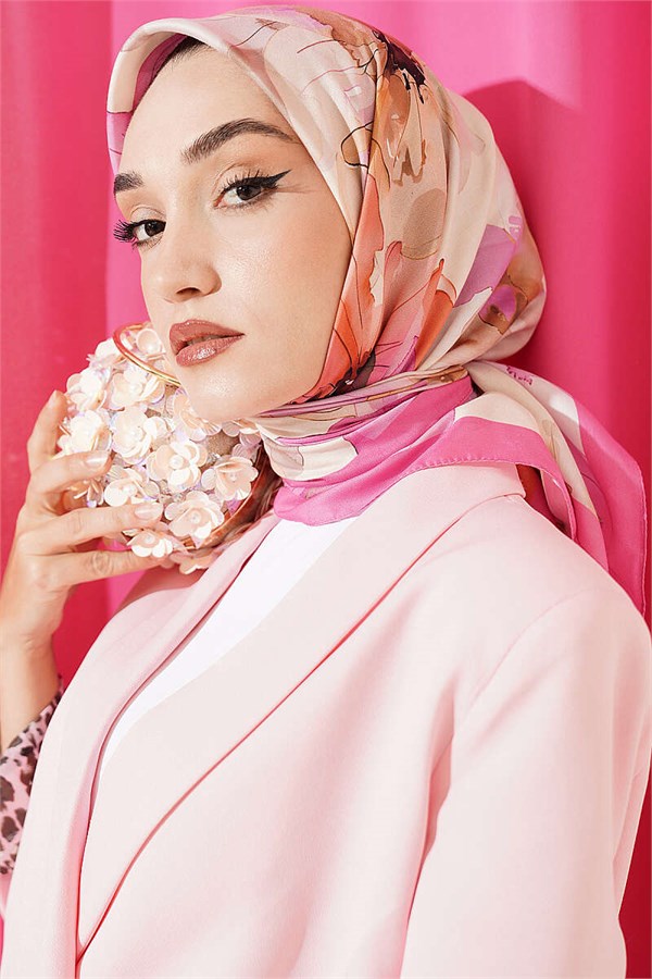 Soft Floral Pattern Scarf, Fuchsia