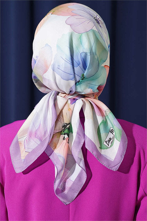Soft Floral Pattern Scarf Lilac