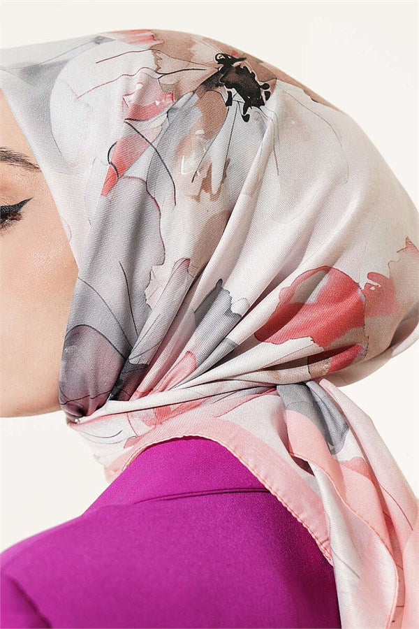 Soft Floral Patterned Scarf Pink