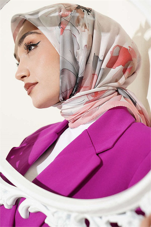Soft Floral Patterned Scarf Pink