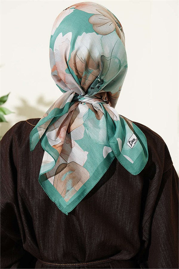 Soft Floral Patterned Scarf, Green