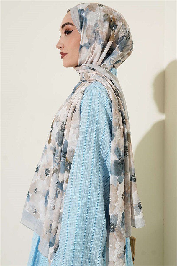 Soft Flora Bamboo Crush Shawl Grey