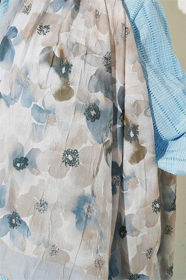 Soft Flora Bamboo Crush Shawl Grey