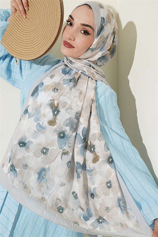 Soft Flora Bamboo Crush Shawl Grey