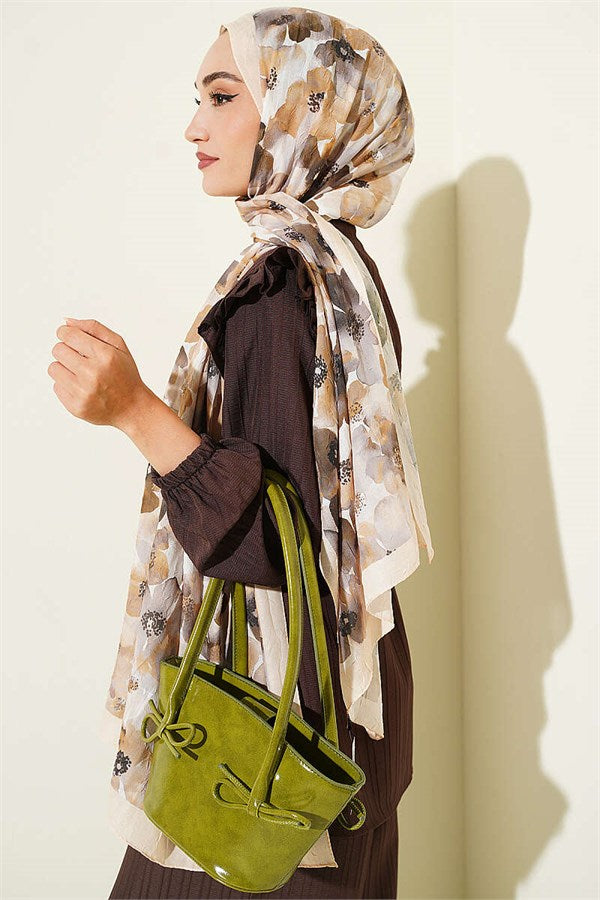 Soft Flora Bamboo Cream Scarf